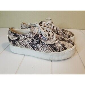 Superga Platform Sneaker Womens 9.5 Mens Size 8 Black White